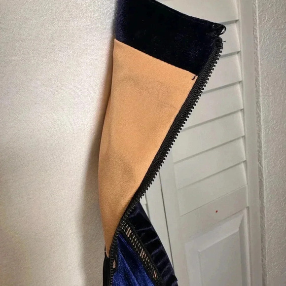 Self Portrait SZ 0 Blue Velvet Paneled Dress - Picture 9 of 14